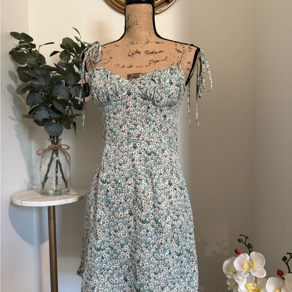 Floral Summer Sundress with Shoulder Ties
